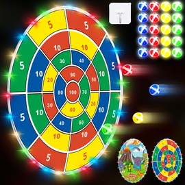 Glimin 36 Pulgadas Tablero de Dardos LED Grande, Diana de Doble Cara con 20 Bolas Adhesivas LED Tablero de Dardos Gigante de Dinosaurio Divertido Juguetes de Tiro Juguete Deportivo Interior Exterior