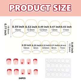 AVRUYPI Press On Nails Short Square Full Cover False Nails for Women, Fake Nails with Nail Glue, Valentine's Day False Nails for Women and Girls