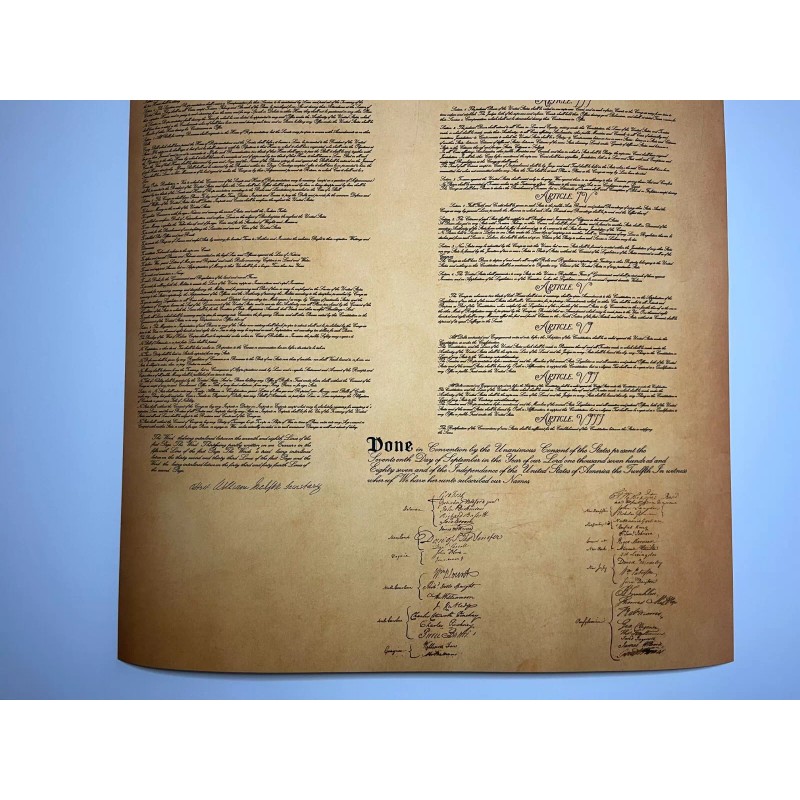 United States Constitution Poster American Constitution Print USA Documents