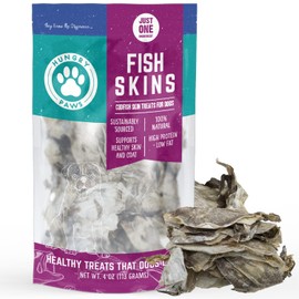 Hungry Paws Single Ingredient Cod Fish Skins Dog Training Treats - Boost Coat and Oral Health with All-Natural Savory Fish-Skin Flats - Nourish Your Dog's Health with Nutritious Dog Food