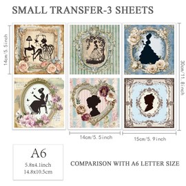 OLYCRAFT 3pcs/Set Woman Silhouette Rub on Transfers for Furniture and Crafts 15x30cm Victorian Lady Furniture Decals Character Transfer Stickers Rub on Decals for Wood Furniture Home Decor