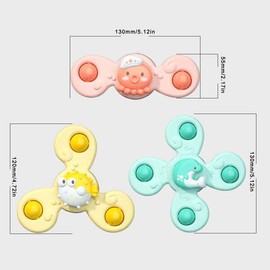 Coolliant 3pcs Sea Animals Baby Spinner Toys with Suction Cups - babies rattle toys, spin