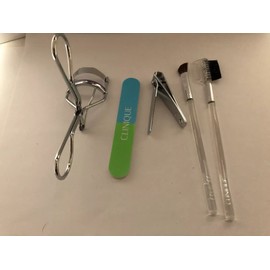 5 pc Set: CLINIQUE Nail Clipper & File & Eye curler & 2 brush Perfect For Travel