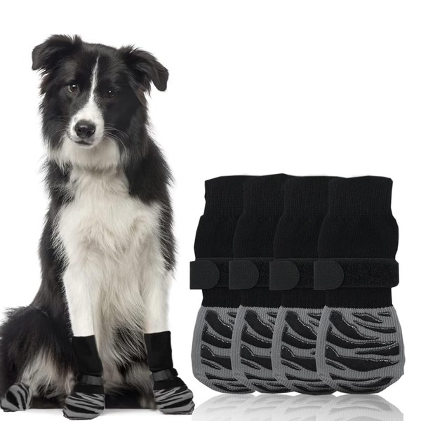 Stripes Waterproof and Anti-Slip Dog Socks for Hardwood Floors Extra