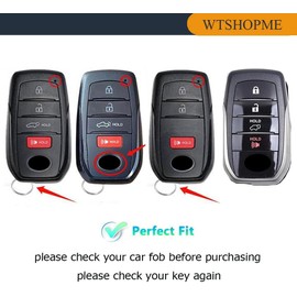 WTSHOPME Key Fob Cover Fit for Toyota Camry 2025 Crown Corolla Cross Highlander Tundra Prius Venza Sequoia
