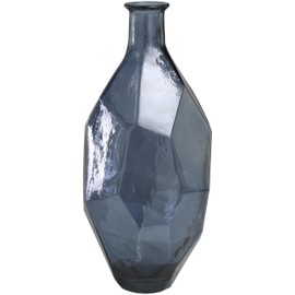 Deco 79 Recycled Glass Handmade Decorative Vase Tall Spanish Bottleneck Centerpiece Vase, Flower Vase for Home Decoration 10" x 11" x 24", Blue