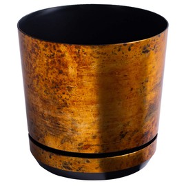KERD 21cm Rust (033) Decorative High Quality Recycled Material Plant Pot with Drainage Tray Hand Pasted Wood Like Wood Rustic Industrial Warm Tones Rust
