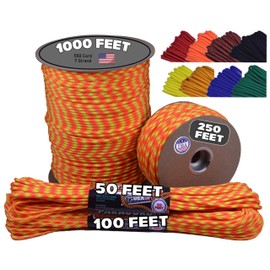 BORED? PARACORD! 550 lb Paracord - Ideal for Crafting, Camping, DIY Projects, Active & Military Outdoors - Strong Survival Rope - Tactical Parachute Cord Type III - Search and Rescue 250 Feet
