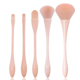 WOKOTO 5pcs Peach Pink Nail Dust Brushes For Nail Art Cleaning Brushes Kit Hourglass-Shaped Makeup Brushes Highlighter Brush Loose Powder Eyeshadow Foundation Blush Brushes Dust Nail Brushes Set