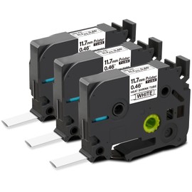 Pristar Compatible Label Tape Replacement for Brother Heat Shrink Tube HSe-231 Hse231 11.7mm 0.46" Black on White for Brother Label Maker PT-E300 PT-H300 PT-E500 PT-E550W PT-P750WVP PTE800W, 3-Pack