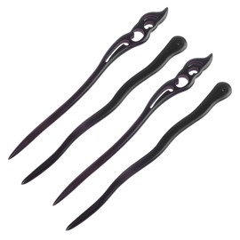 Minkissy Retro Vintage Hairpin Ebony Hairpin Set Sandalwood Hair Clip for Women Girls 4pcs