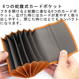 Leather FACTORY Leather Craftsman Governor Card Case, Large Capacity, Men's, Genuine Tochigi Leather, 24 Pieces, Bellows Card Case, Neo Black