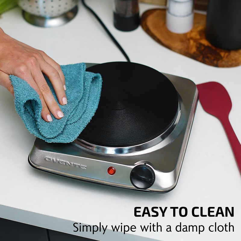 OVENTE Electric Countertop Single Burner, 1000W Cooktop with 7.25 Inch