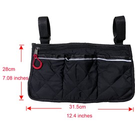 Swantú Wheelchair Bag Wheelchair Side Bags Walker Armrest Storage Pouch Organizer Bag Side Pocket Mobility Scooter Accessories Bags for Elderly and Mobility People (Black)