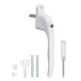 Aluminium Window Lock, Safety Window Handle, White, Window Handle Lockable, Burglary Protection, Window Handle, Window Handles with Key, Child Safety Window Lock Door Handles