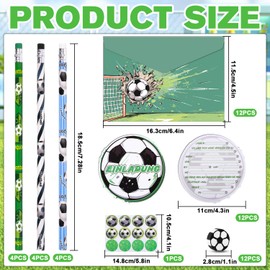 RNHDLY Pack of 48 Party Bags Football Birthday 12 Football Invitation Cards Boys 12 Football Envelopes 12 Football Pencil and 12 Football Erasers for Football Party Children's Birthday Party