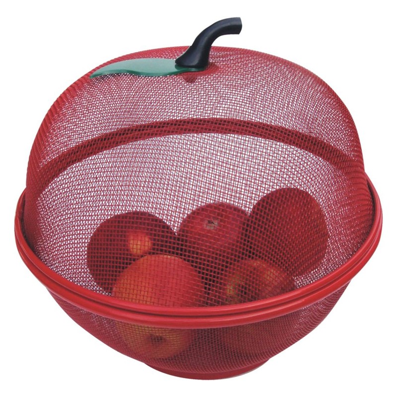 Style Asia Apple-Shaped Basket, Mesh Fruit Holder, Red