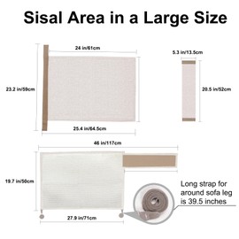 Cat Scratch Sofa Protector,27.6Lx19.6W inch Cat Scratch Furniture Protector Pad,Cat Scratch Couch Arm Sheild with Natural Sisal for Protecting Couch Sofa Chair Furniture
