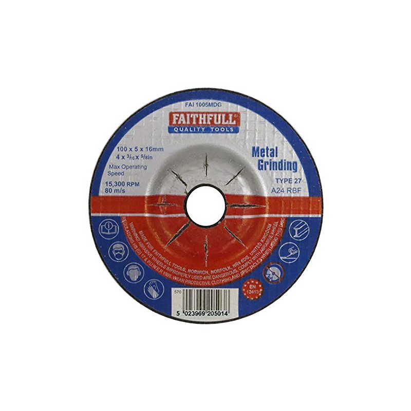 Faithfull FAI1005MDG Metal Grinding Disc Depressed Centre 100 x 5