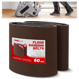 8 inch x 19 inch 60 Grit Sanding Belts, 12 Pack, EZ 8 Drum Sander Sandpaper Rolls for Woodworking and Floor Polishing, Aluminum Oxide Sander Sleeves