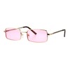 PASTL Rectangular Sunglasses Unisex Fashion Metal Frame Gold, Pink Lens