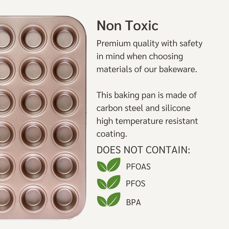HAPPIELS Non Toxic Nonstick 24 Cup Mini Muffin Pan |