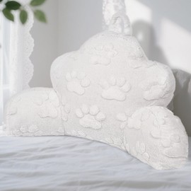 Fiodrimy Reading Pillow for Sitting in Bed Adult, White Paw Backrest Pillow for Sitting Up, Back Support Chair Pillow with Arms, Home College Dorm Essentials for Girls and Boys Men and Women