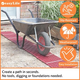 Easylife Interlocking Garden Tiles (Set of 5 Terracotta Decking Tiles) Weatherproof Outdoor Patio Flooring, Instant Non-Slip Garden Path, Patio or Walkway, No Tools Needed, 30x30cm - Fully Guaranteed