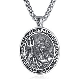 ADMETUS Poseidon Necklace Sterling Silver Greek God Pendant Jewelry Mythology Gifts for Men