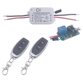 Remote Control Light Switch AC 110V 220V 90V-250V 1CH RF 433Mhz Wireless Relay Switch Receiver Module 2 Transmitters, Learning Code Smart Home Appliance Remote Switches (AC 90V-250V/ 2* Controller)