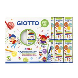 GIOTTO Kids 10 x Party Gift Sets with 4 Wax Crayons, Assorted Colours, Super Washable, Ideal for Children's Party Bags