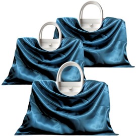 3 or 4 Packs Silky Satin Drawstring Dust Bag, Moisture-Resistant Storage Cover for Purses and Travel Accessories (Midnight Teal, 3 Pcs - 23.5 x 19.75 in)