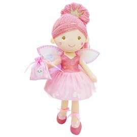 Lullaberry 40cm Tooth Fairy Doll Anastasia - Plush Stuffed Soft Doll Girl Gift - Pink Outfit and Wings
