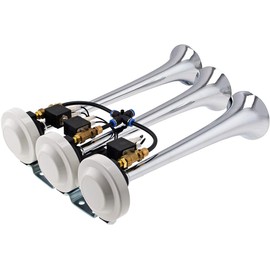 Vixen Horns LOUD 3/Three Trumpet Musical Air Horn with 8 Tunes Chrome Plated 12V VXH6808C