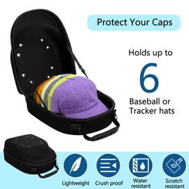 Hat Case Bag for Travel, Baseball Hat Storage Organizer Cap Bag Case with Shoulder Strap, Hat Box Carrier for Travel, Cap Storage for Baseball Hats, Black