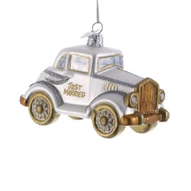 Kurt S. Adler Noble Gems Just Married Wedding Car Glass Ornament NB0831 New
