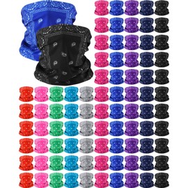 Cozypower 100 Pcs Paisley Neck Gaiter Bulk Seamless Bandanas Face Mask Headwear Balaclava for Men Women Wind UV(Fashion Color)