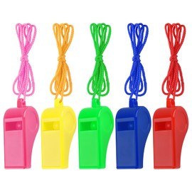 5 Pcs Referees Loud Plastic Emergency Whistle with Lanyard for Outdoor Activities, Coach Trainning Whistles Party Whistles for Sports and Parties Gift Boxes Fillers (Macaron)