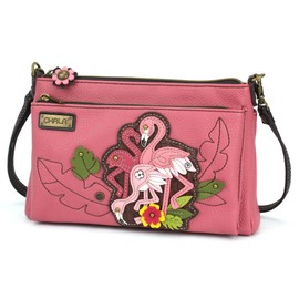 CHALA RFID Protected Vegan Leather Deluxe Crossbody Bag with Adjustable Straps - Flamingo Group - pink
