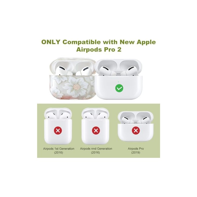 MINSCOSE - Funda transparente compatible con AirPods Pro 2, diseño