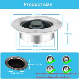 57lilina 3 in 1 Kitchen Sink Drain Strainer and Stoppers, Upgraded Bounce Core Drainer Strainer and Drain Stop for Garbage Disposal