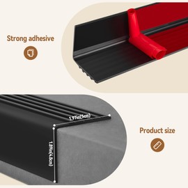 INMOZATA Stair Edge Trim, 20FT Vinyl Anti-Slip Stair Nosing, Waterproof & Self-Adhesive Stair Edge Protector for Indoor & Outdoor Safety, Black