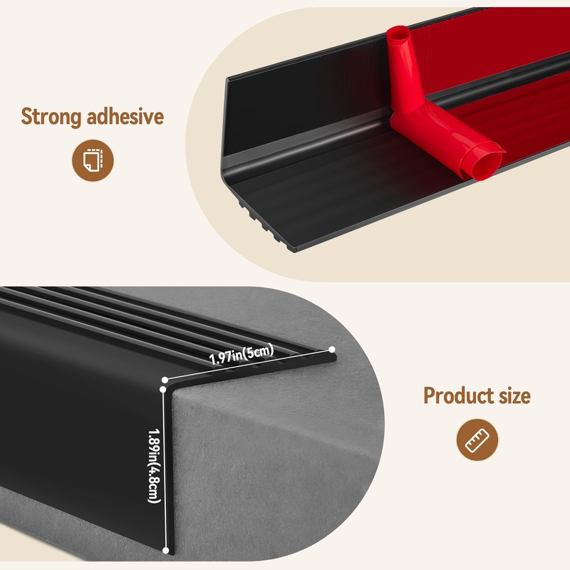 INMOZATA Stair Edge Trim, 20FT Vinyl Anti-Slip Stair Nosing, Waterproof