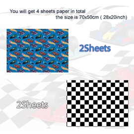 Car Wrapping Paper 4 Sheets, Cartoon Gift Christmas Wrapping Papers, Wrapping Paper for Birthday Christmas Party (black)