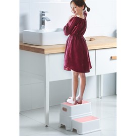 Victostar 2 Step Stool for Kids, Anti-Slip Sturdy Toddler Two Step Stool for Toilet Potty Training, Bathroom,Kitchen (Pink)