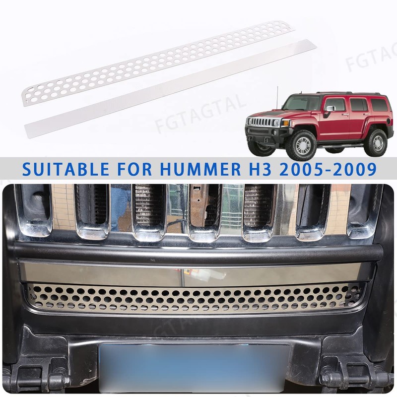 Front Bumper Grille Cover Compatible with Hummer H3 2005-2009, Car