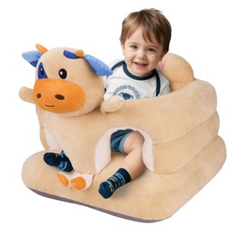 KAKIBLIN Baby Sit Up Chair, Support Sofa,Sit Me Up Floor Seat for Baby,Soft Plush Cartoon Animals Learning to Sitting Chair Seats for 3-24 Month Girls and Boys,PP Cotton Full Filling (Cow)