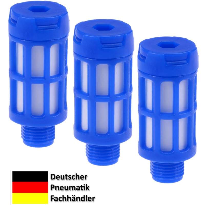 Pneumatic Silencer 1/8 Inch Plastic Set of 3 Industrial Quality