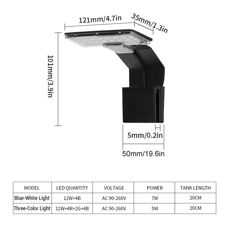 LED Fish Tank Light Mini Ultra-thin Clip-on Aquarium Lighting High