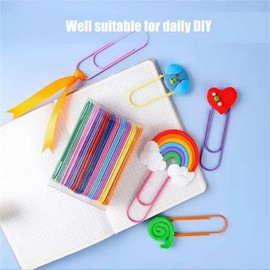 Clips de papel grandes, 50 clips de papel gigantes, multicolores, para organizar documentos de oficina y escuela